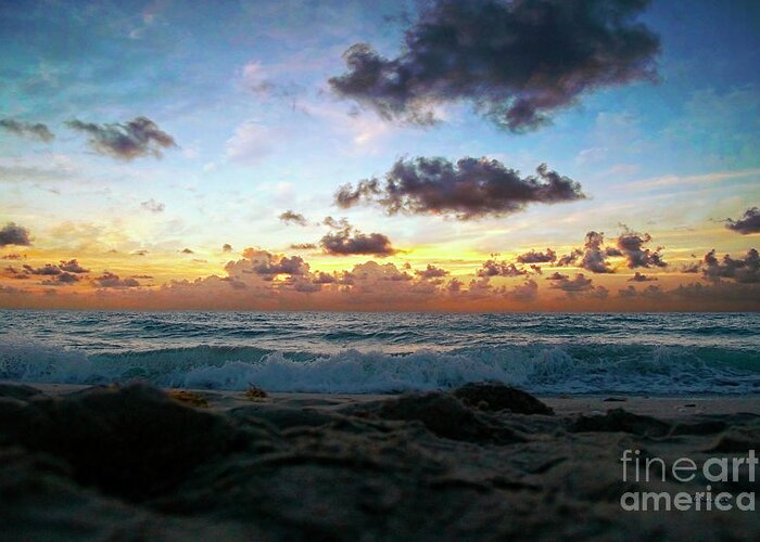 141a Greeting Card featuring the photograph Dawn of a New Day Seascape Sunrise 141A by Ricardos Creations