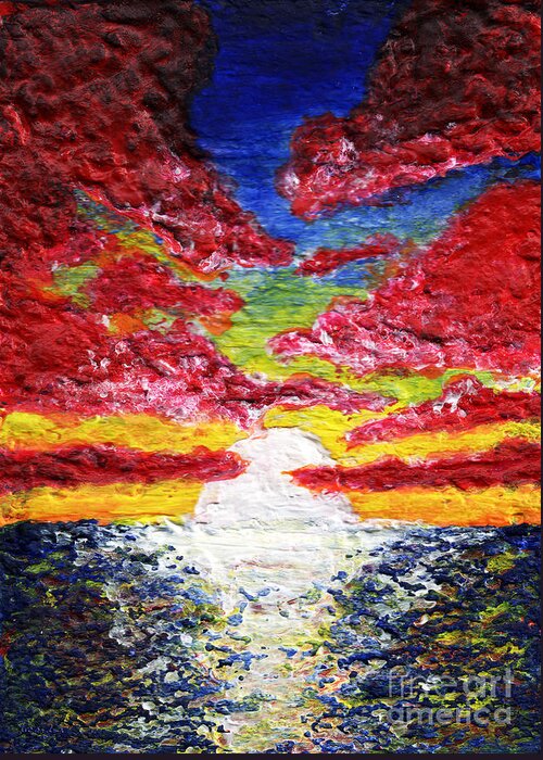 Aceo Greeting Card featuring the painting Dawn of a New Day Seascape Sunrise Painting 141a by Ricardos Creations