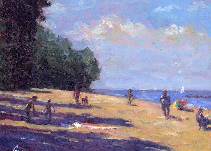 Beach Greeting Card featuring the painting Day at the Beach by Michael Camp