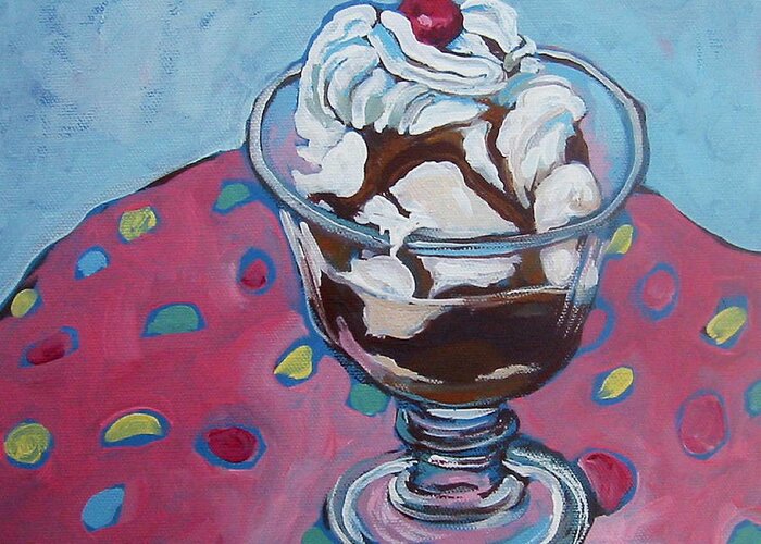 Ice Cream Greeting Card featuring the painting Day Two Sundae by Tilly Strauss