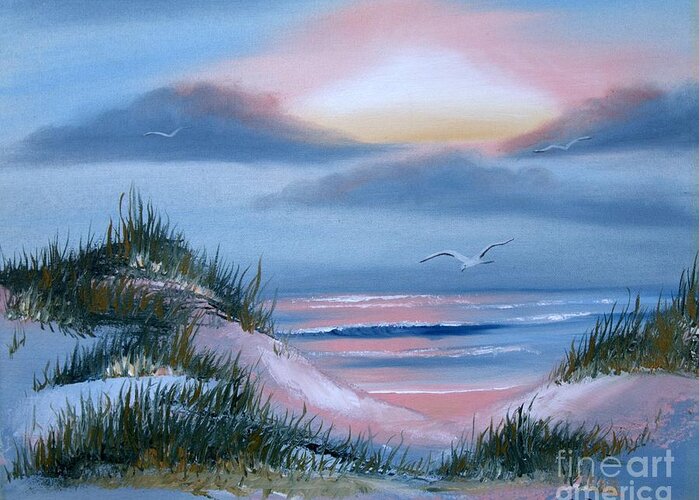 Beach Greeting Card featuring the painting Daybreak by Lora Duguay