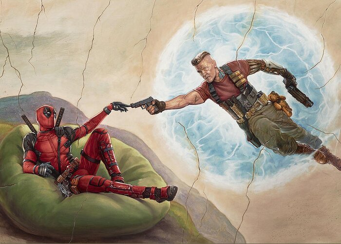 Deadpool 2 Greeting Card featuring the digital art Deadpool 2 by Super Lovely