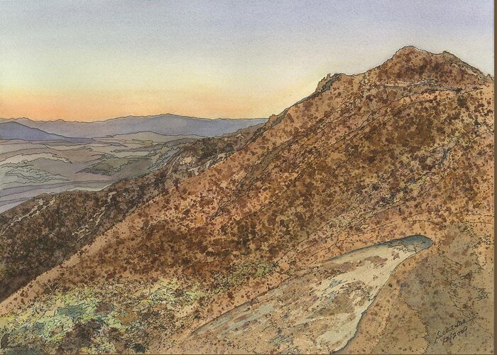 Death Valley Greeting Card featuring the painting Death Valley from Dante's View a November Sunset by Joel Deutsch