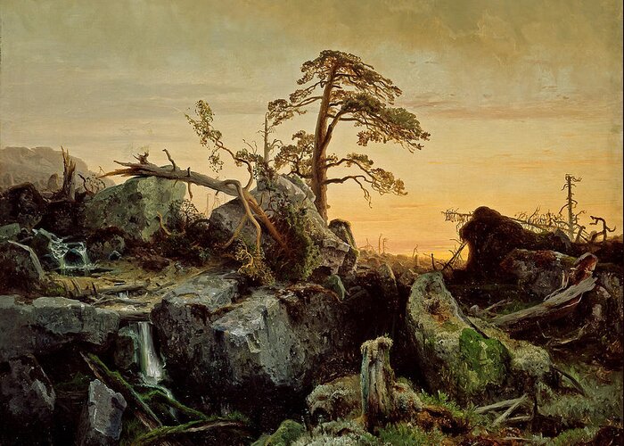 August Cappelen Greeting Card featuring the painting Decaying forest by August Cappelen