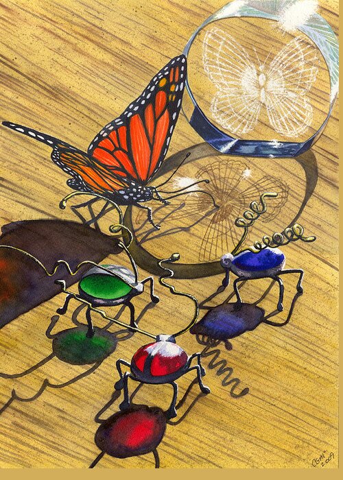 Bug Greeting Card featuring the painting Deception by Catherine G McElroy