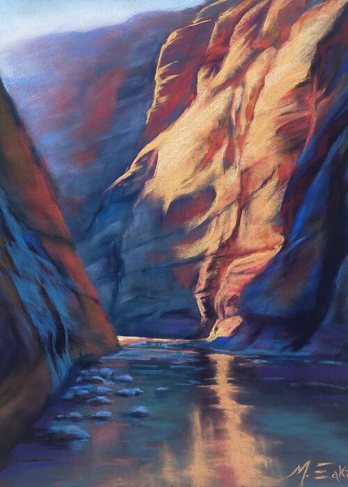 Landscape Greeting Card featuring the painting Deep in the Canyon by Marjie Eakin-Petty