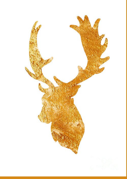 Deer Greeting Card featuring the painting Deer head silhouette drawing by Joanna Szmerdt
