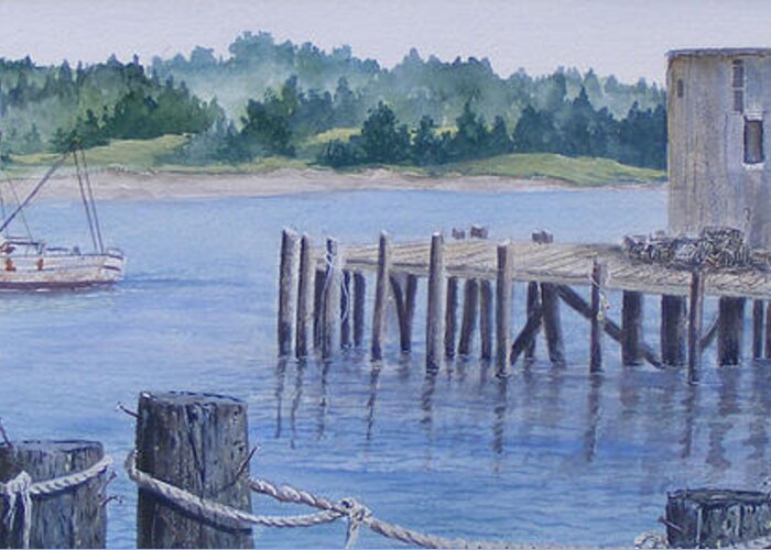 Watercolor Greeting Card featuring the painting Deer Island original...SOLD by Sandy Brindle