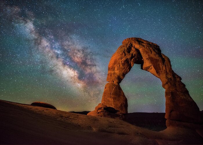 Delicate Arch Greeting Card featuring the photograph Delicate Air Glow by Darren White