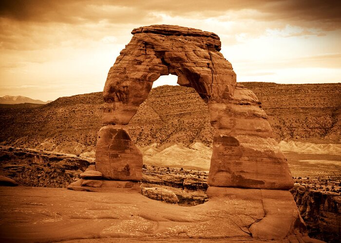 Moab Utah Greeting Card featuring the photograph Delicate Arch by Mickey Clausen