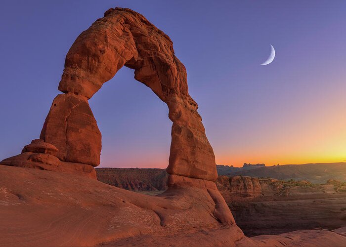 Delicate Arch Greeting Card featuring the photograph Delicate Moon by Darren White
