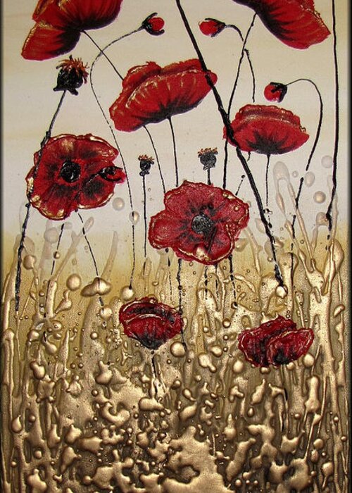 Poppies Greeting Card featuring the painting Delightful Red Poppies by Amanda Dagg