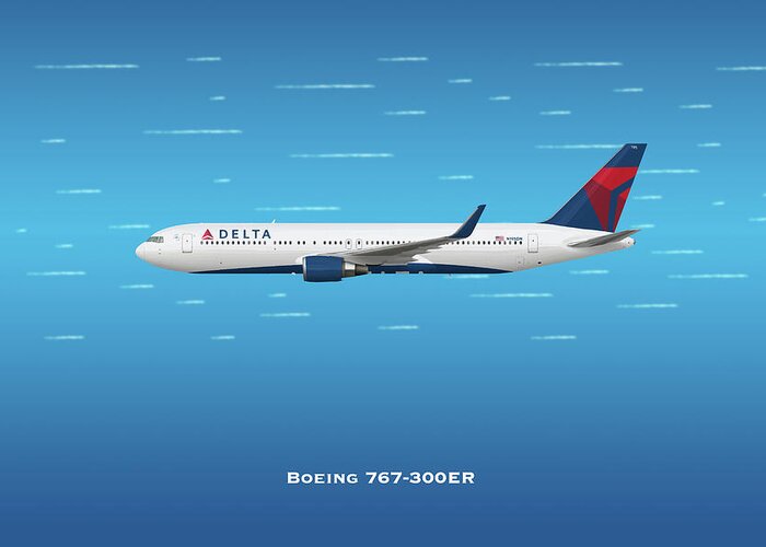 Delta Greeting Card featuring the digital art Delta Boeing 767-300ER by Airpower Art