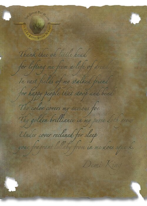 Journal 97 The Case Notes Of E.r.satz Greeting Card featuring the photograph Demi King's Love Poem by Ben Kotyuk