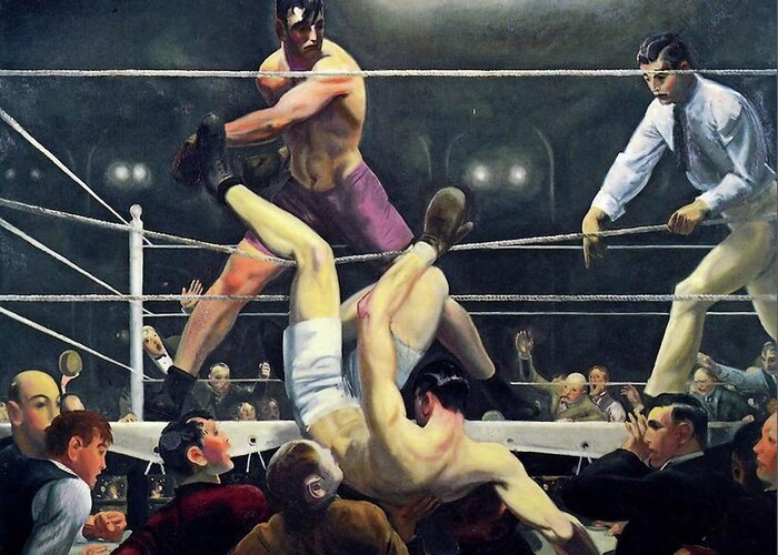 Dempsey Greeting Card featuring the painting Dempsey and Firpo by George Wesley Bellows