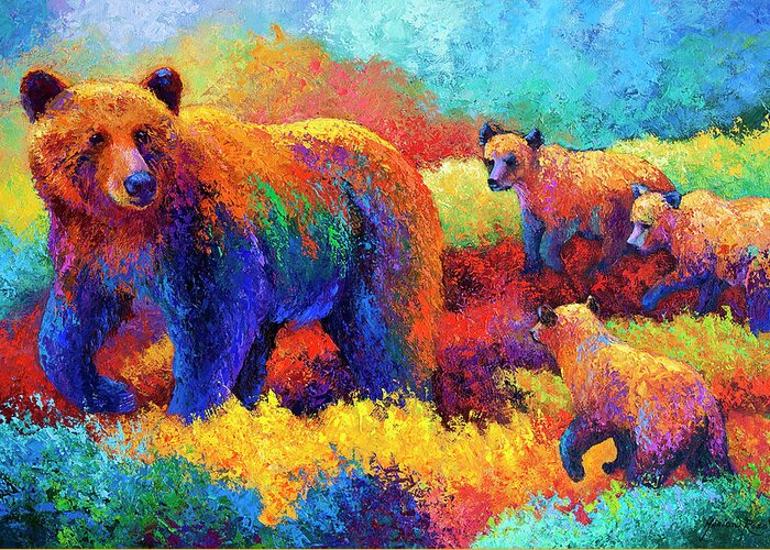 Bear Bears Greeting Card featuring the painting Denali Family by Marion Rose