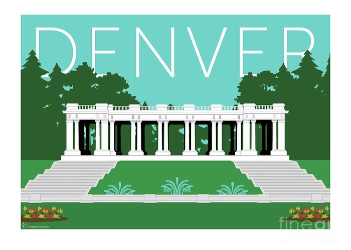Denver Greeting Card featuring the digital art DENVER Cheesman Park/Lt Blue by Sam Brennan