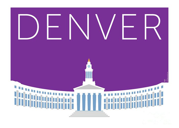 Denver Greeting Card featuring the digital art DENVER City and County Bldg/Purple by Sam Brennan