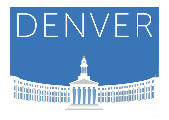 Denver Greeting Card featuring the digital art DENVER City and County Bldg/Blue by Sam Brennan