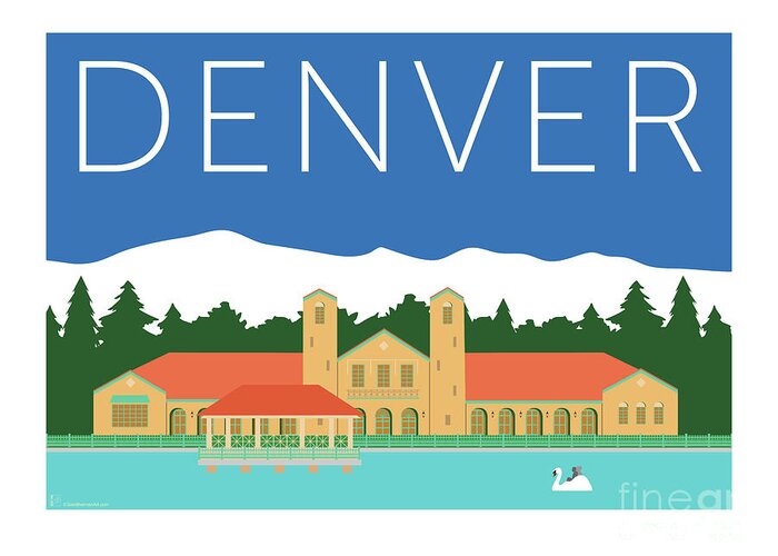 Denver Greeting Card featuring the digital art DENVER City Park/Blue by Sam Brennan