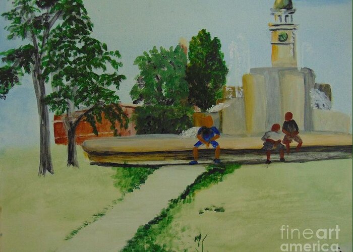 Park Greeting Card featuring the painting Denver City Park by Saundra Johnson