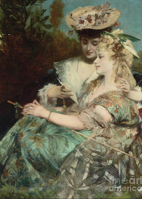 Liebesbrief Greeting Card featuring the painting Der Liebesbrief, 1875 by Hans Makart