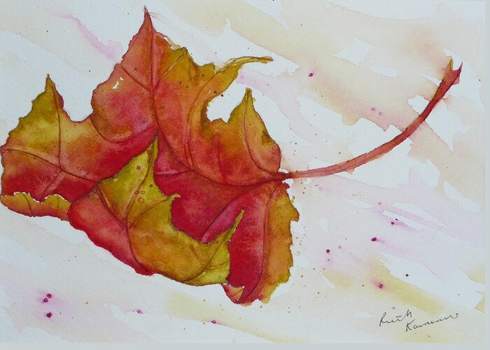Fall Greeting Card featuring the painting Descending by Ruth Kamenev