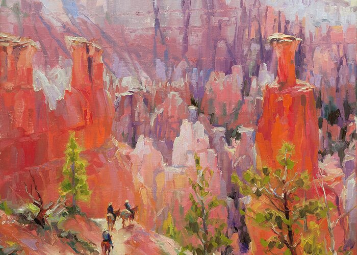 Southwest Greeting Card featuring the painting Descent into Bryce by Steve Henderson