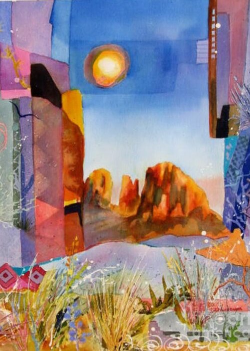 Watercolours Greeting Card featuring the painting Desert Escape by John Nussbaum