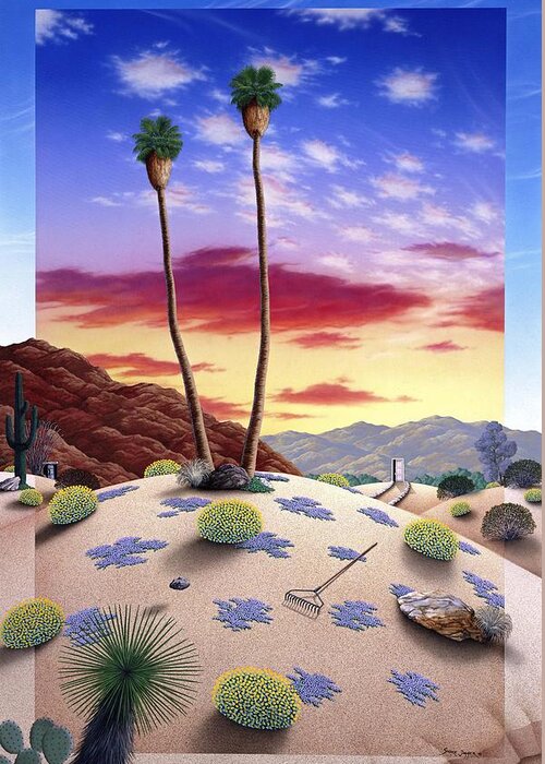 Desert Greeting Card featuring the painting Desert Sunrise by Snake Jagger