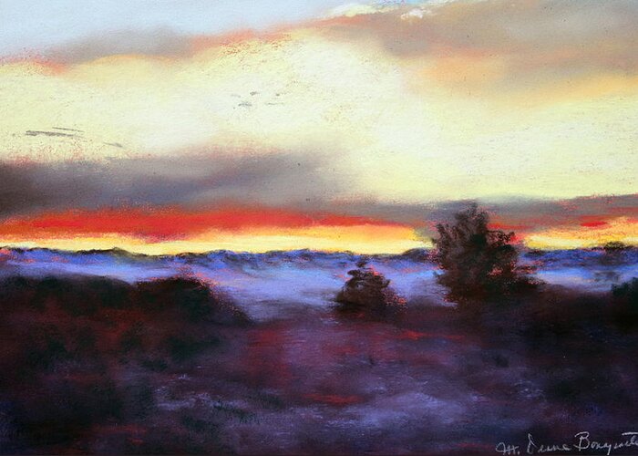 Sunset Greeting Card featuring the painting Desert Sunset I by M Diane Bonaparte