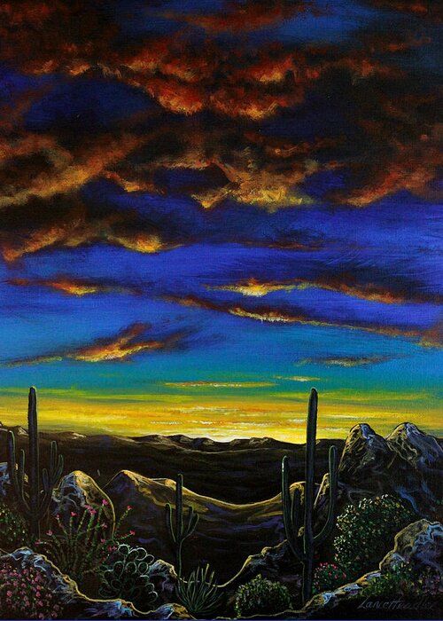 Desert View Greeting Card featuring the painting Desert View by Lance Headlee