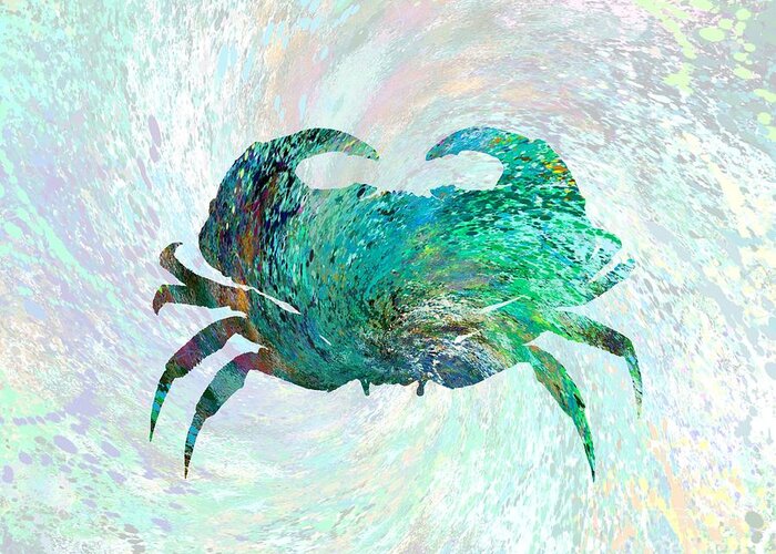 Crab Greeting Card featuring the digital art Design 41 Turquoise Crab by Lucie Dumas