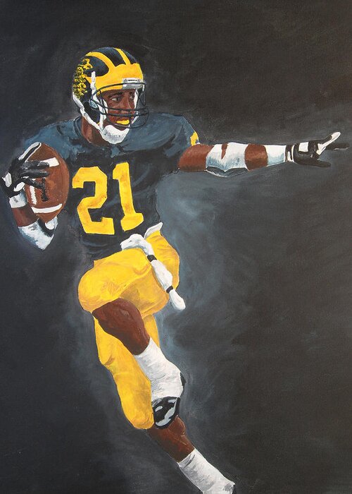 Desmond Howard Greeting Card featuring the painting Desmond Heisman by Travis Day