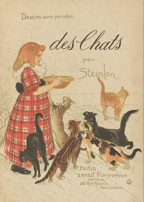 Artists' Book Des Chats Greeting Card featuring the painting Dessins Sans Paroles by MotionAge Designs