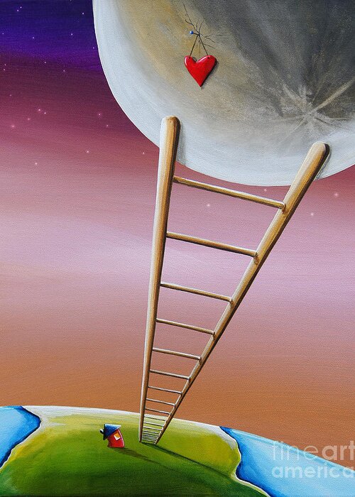 Moon Greeting Card featuring the painting Destination Moon by Cindy Thornton