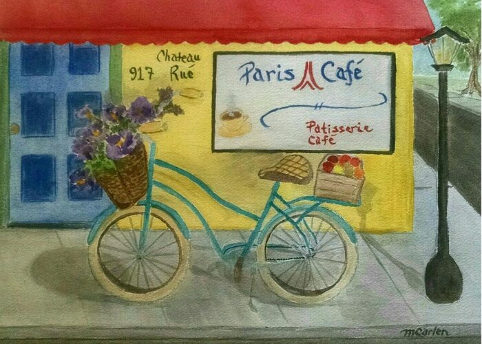 Cafe Greeting Card featuring the painting Destined for a Love Rendezvous at 917 by M Carlen