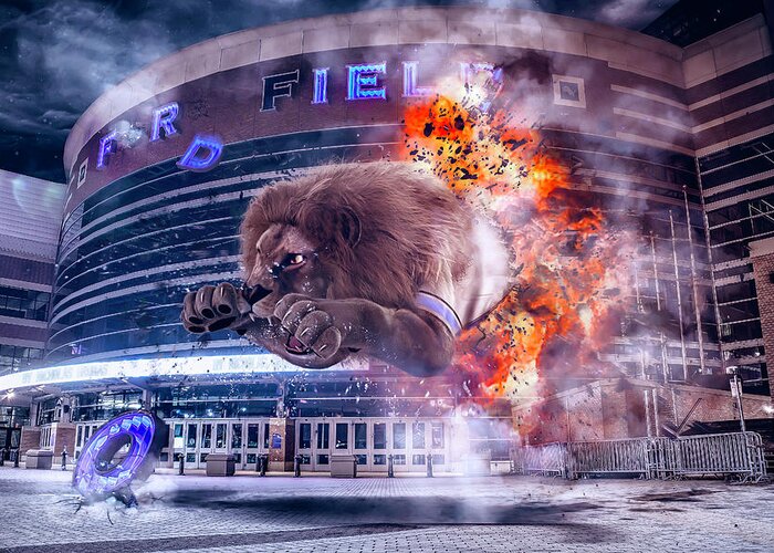 Comerica Park Greeting Card featuring the photograph Detroit Lions at Ford Field 2 by Nicholas Grunas