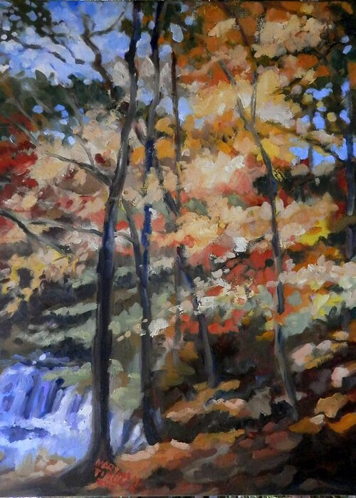 Landscape Greeting Card featuring the painting Dick's Creek Falls by Martha Tisdale