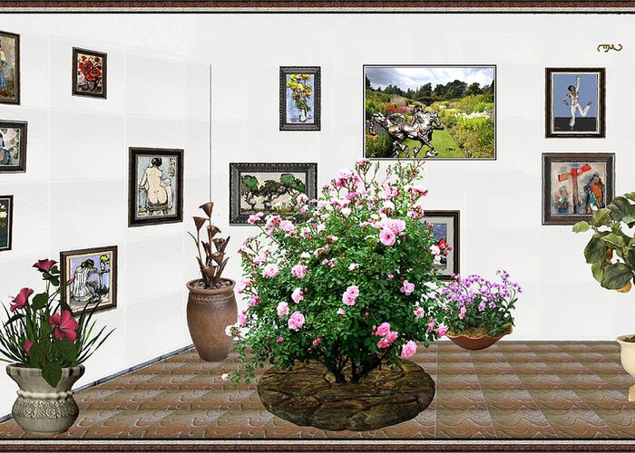 People Greeting Card featuring the mixed media Digital Exhibition _ Roses Blossom 22 by Pemaro