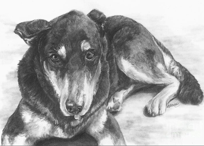 Dog Greeting Card featuring the drawing Dillon by Meagan Visser