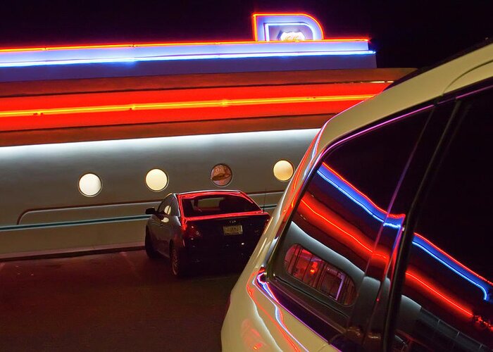 Night Greeting Card featuring the photograph Diner 66 by Micah Offman