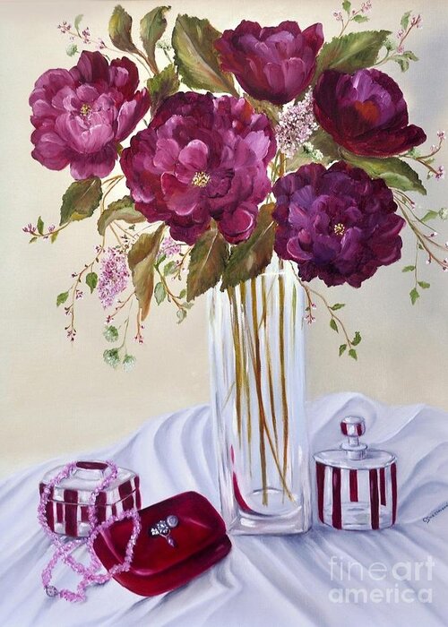Garnet Greeting Card featuring the painting Dinner Date by Carol Sweetwood