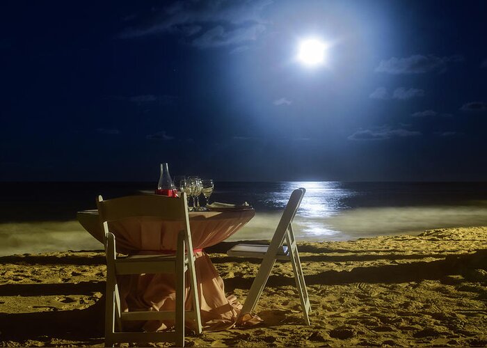 Punta Cana Greeting Card featuring the photograph Dinner for Two in the Moonlight by Nicole Lloyd