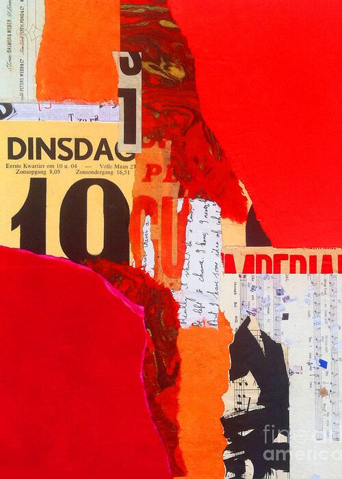 Red Greeting Card featuring the mixed media Dinsdag by Elizabeth Bogard