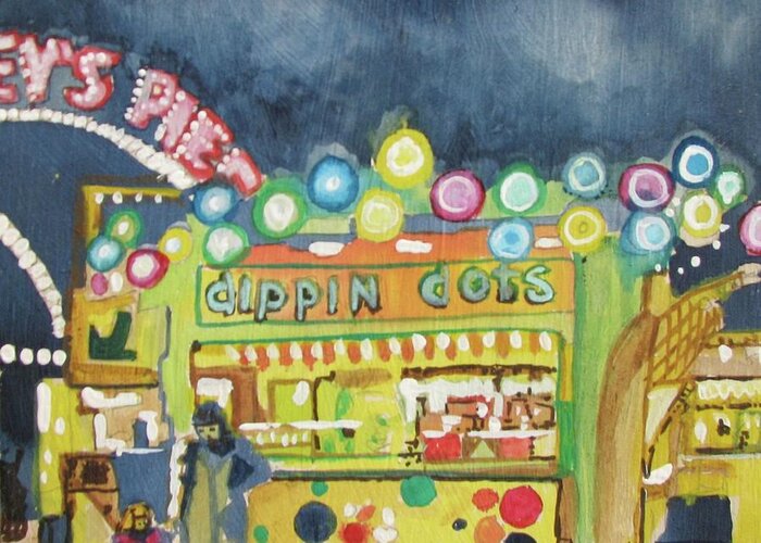 Amusements Greeting Card featuring the painting Dippin the Dots by Patricia Arroyo