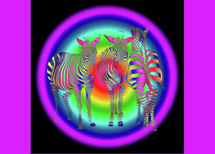 Zebra Greeting Card featuring the photograph Disco Zebra Pop Art by Gill Billington