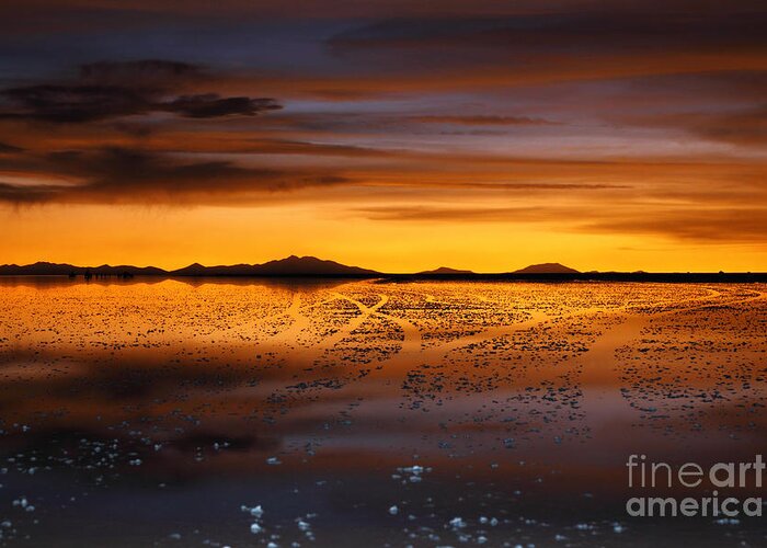 Salar De Uyuni Greeting Card featuring the photograph Distant Hills at Sunset by James Brunker