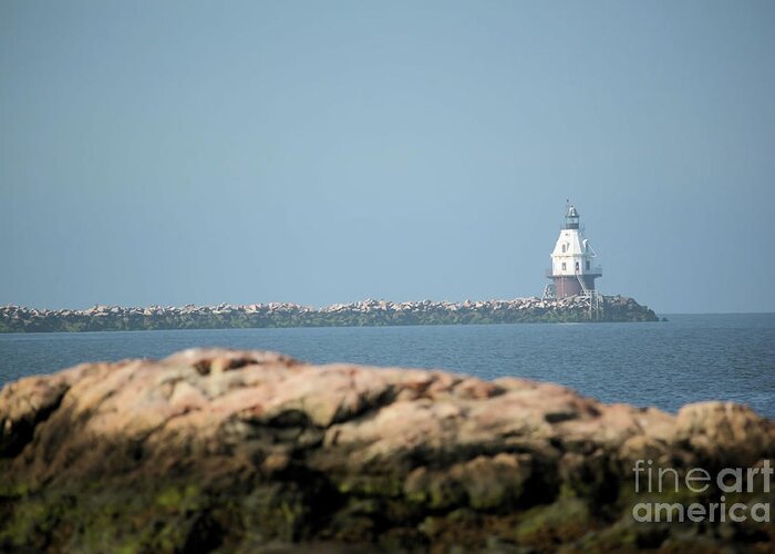 Coastal Greeting Card featuring the photograph Distant Lighthouse by Karol Livote