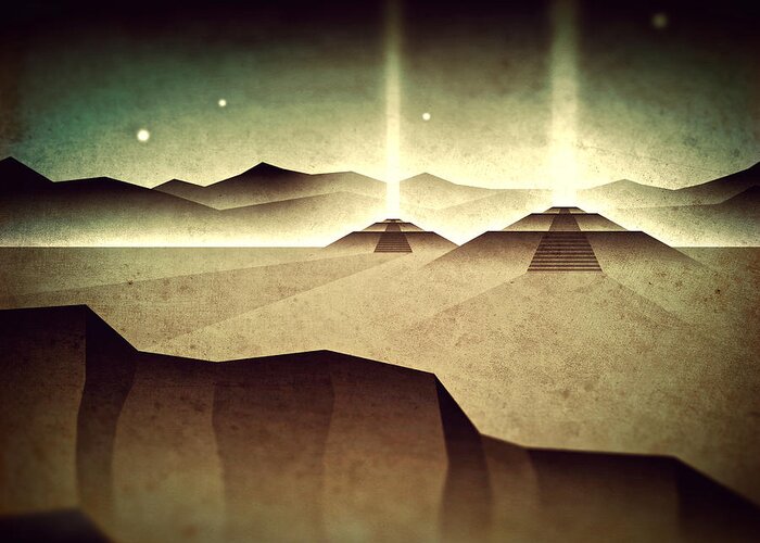 Mayan Greeting Card featuring the digital art Distant Past Horizon by Milton Thompson